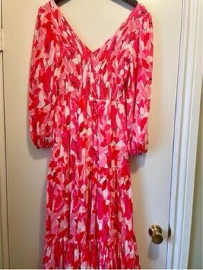 Molly Bracken Pink and Red Floral Maxi Dress